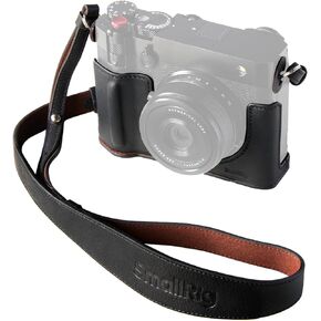 SmallRig GFX100RF Leather Case Kit for FUJIFILM, Including Leather Case with Back Wood Thumb Panel, Shoulder Strap and Concave Shutter Button Cap, Comfortable and Protecting (Black) -5267
