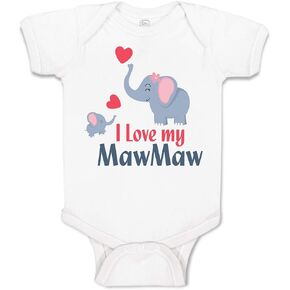 Cute Rascals Baby Bodysuit I Love My Mawmaw Elephants Hearts Mom Mother Boy & Girl Baby Clothes Funny Cotton A White Design Only Newborn