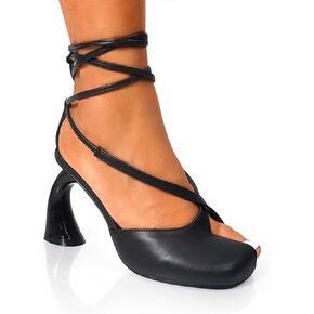 Liliana Women Chunky Block Heel Pump Shoe Lace up Strappy Sandals