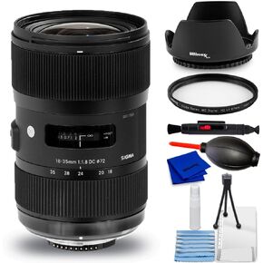 Sigma 18-35mm f/1.8 DC HSM Art Lens for Nikon F 210306 - Accessory Bundle Includes: Tulip Hood Lens, UV Filter, Cleaning Pen, Blower, Microfiber Cloth and Cleaning Kit, SIG1835NIK21