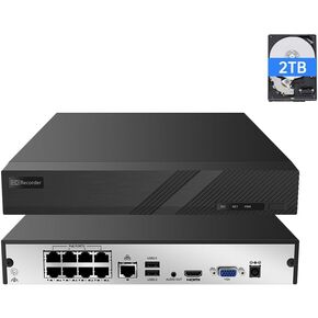 8 Channel PoE NVR IP Security Recorder, 4K Video & Audio, Supports 8CH 8MP Input, Built-in 2TB HDD – Ideal for Security Integrators (Guard Viewer App)