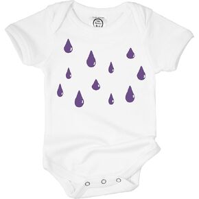 The Spunky Stork Unisex Baby Purple Rain Drops Music Fan Organic Infant Bodysuit