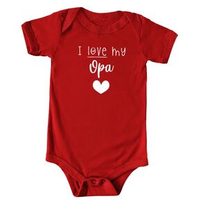 I Love My Opa Color Infant Bodysuit, Baby Shower Newborn Gift, Pregnancy Reveal Onesie Present, Valentine's or Father's Day (6M, Pink)