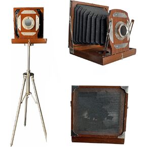 Antique Wooden Old Cameras with Tripod Stand Home/Office/Livingroom Decorative Camera On Stand