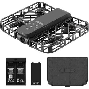 X1 Self-Flying Camera Black Combo with PU Case, Pocket-Sized Drone HDR Video Capture, Palm Takeoff, Intelligent Flight Paths, Follow-Me Mode, Foldable Camera Drone with Hands-Free Control