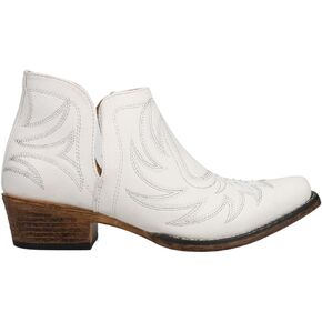 ROPER Womens Ava Embroidered Snip Toe Casual Boots Ankle Low Heel 1-2" - White