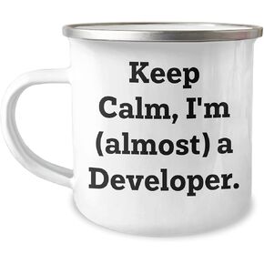 Developer Camping Mug: Keep Calm, I'm (almost) A Developer. - Funny Developer Gift for Christmas