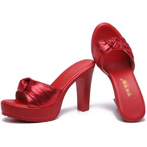 Women's Fish Mouth Platform Chunky High Heel Mule Sandals Comfortable Lightweight Slip On Open Toe Wedge Slide Sandals Fashion Dress Sandals for Formal Evening Party Wedding