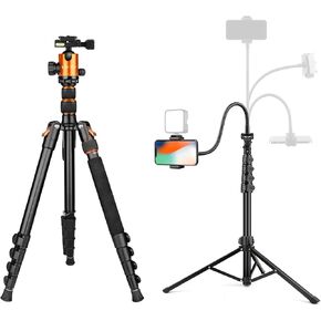 TripoD 86 "Tall Fancible Phone Tripod مع Groenseck ، 82" TRUPOD CAMERANIM Professional و Monopod للكاميرا DSLR