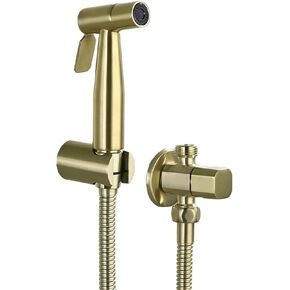 ToiletSpray Set Cloth Diaper Sprayer Kit Brass Single Cold HandheldSprayer Toilet Kit Brushed Gold Toilet Sprayer Wall Mounted Bathroom Washroom Set with Stainless Steel Hose,Angle Valve(Angle Valve B