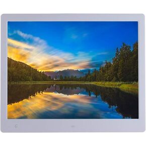 16-inch Digital Photo Frame with Human Body Induction, Resolution 1600×1200, Built-in 16MB Memory, Support Music, Picture, Video Playback (Black/White) Gift