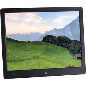 16-inch Digital Photo Frame with Human Body Induction, Resolution 1600×1200, Built-in 16MB Memory, Support Music, Picture, Video Playback (Black/White) Gift