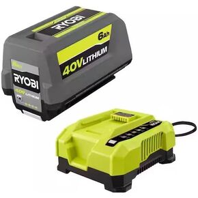RYOBI 40V Lithium-Ion 6.0 Ah Battery and Rapid Charger Starter Kit