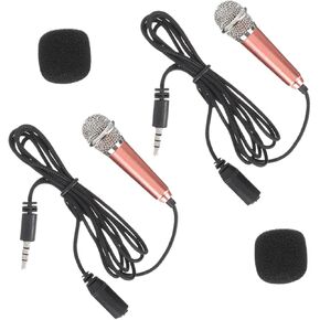 2pcs Mini Microphone Portable Recording Phone Microphone for Singing Recording Phone Gold Case