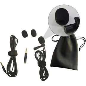 1set Professional Clip Microphone Collar Mic Extension Cable Pu Carry Case Covers and Adapter for Interviews Singing and Instruments