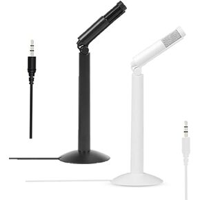 HANABASS Professional Interview Condenser Microphone Desktop Stand Noise- Recording 120° Rotatable Head for DSLR 3.5mm Plug