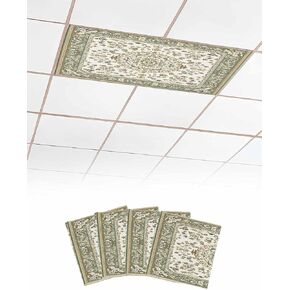 4 Pack Fluorescent Light Cover for Ceiling Lights, Sage Green Magnetic Classroom Light Filters 4x2 Feet, Southwest Tribal Antique Boho-Chic Heritage Decorative Ceiling Shade Panel for Office