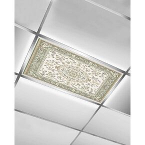 4 Pack Fluorescent Light Cover for Ceiling Lights, Sage Green Magnetic Classroom Light Filters 4x2 Feet, Southwest Tribal Antique Boho-Chic Heritage Decorative Ceiling Shade Panel for Office in Saudi Arabia