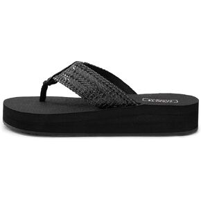Yellow Box Women's Misha Flatform Sandal, Round Toe, 1.25 Inch Heel, 1 Inch Platform, Comfortable Flip-Flop