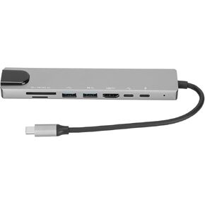 8 في 1 USB C HUB ، 87W شحن سريع ، نقل بيانات 5 جيجابت في الثانية ، محطة لرسو دقة 4K HD مع Ethernet ، 2 USB ، SD ، TF منافذ لاستخدام مكتب المنزل