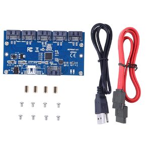 SATA 1 to 5 Port Multiplier Adapter Card SATA Converter for 5 SATA HDDs with Hot Swap Support for 7/10