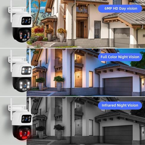 Fuers 6MP Wireless Security Camera, Surveillance Cameras Dual Lens Linkage,360°View,Human Detection,Auto Tracking,Light Alarm,Night Vision,Two-Way Audio,Outdoor Indoor IP66 WiFi Camera for POE NVR in Kuwait