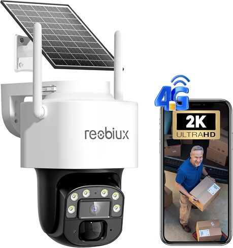 4G LTE Cellular Solar Security Cameras Wireless Outdoor, No WiFi Security Camera, 360° Live View, 2K Color Night Vision, PIR Detection, 2-Way Audio, Motion Alert, IP66, Built in SIM in Saudi Arabia