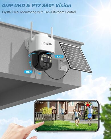 4G LTE Cellular Solar Security Cameras Wireless Outdoor, No WiFi Security Camera, 360° Live View, 2K Color Night Vision, PIR Detection, 2-Way Audio, Motion Alert, IP66, Built in SIM in Saudi Arabia