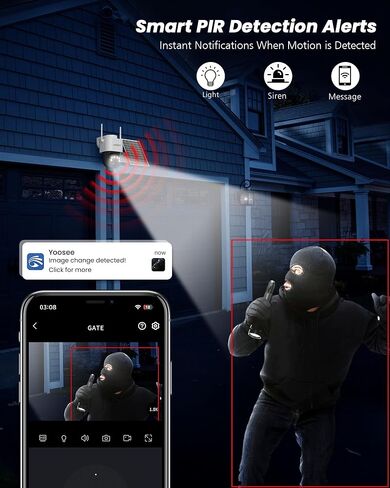 4G LTE Cellular Solar Security Cameras Wireless Outdoor, No WiFi Security Camera, 360° Live View, 2K Color Night Vision, PIR Detection, 2-Way Audio, Motion Alert, IP66, Built in SIM in Saudi Arabia