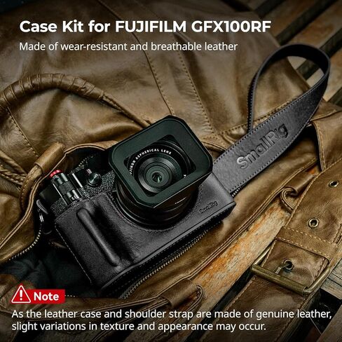 طقم علبة الجلود SmallRig GFX100RF لـ Fujifilm ، بما في ذلك علبة جلدية مع لوحة إبهام الخشب الخلفي وحزام الكتف وقبعة زر مصراع مقعر ، مريحة وحماية (أسود) -5267 in Kuwait