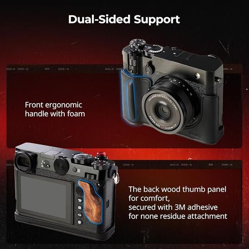 طقم علبة الجلود SmallRig GFX100RF لـ Fujifilm ، بما في ذلك علبة جلدية مع لوحة إبهام الخشب الخلفي وحزام الكتف وقبعة زر مصراع مقعر ، مريحة وحماية (أسود) -5267 in Kuwait