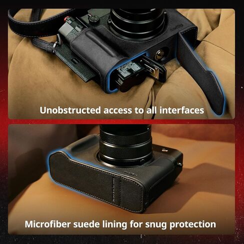 طقم علبة الجلود SmallRig GFX100RF لـ Fujifilm ، بما في ذلك علبة جلدية مع لوحة إبهام الخشب الخلفي وحزام الكتف وقبعة زر مصراع مقعر ، مريحة وحماية (أسود) -5267 in Kuwait