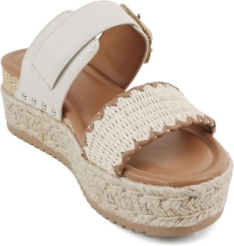 الصودا "SAIL" ~ النساء مفتوحة إصبع القدم مزدوج الفرقة Espadrille Wedge Sandals in Saudi Arabia