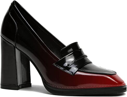 FOWT Dressy High Block Heels Loafers for Women Classical Square Toe Pumps Comfortable Slip On Walking Shoes School Uniform Goth Oxfords US Size 4-16 M in Saudi Arabia
