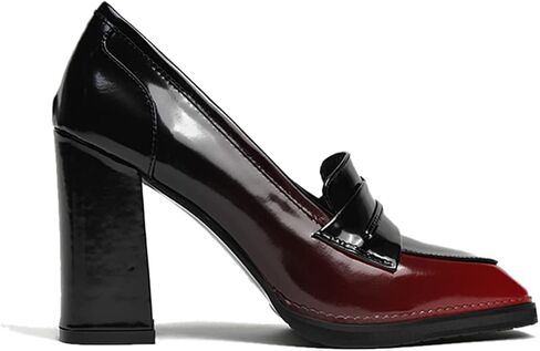 FOWT Dressy High Block Heels Loafers for Women Classical Square Toe Pumps Comfortable Slip On Walking Shoes School Uniform Goth Oxfords US Size 4-16 M in Saudi Arabia
