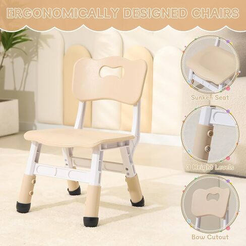 Height-Adjustable Kids Table and Chairs, 31.5''L x 23.6''W Toddler Table and 4 Chairs Set with Anti-Slip Foot Covers, Children Activity Table for Ages 2-10, Graffiti Desktop in Saudi Arabia