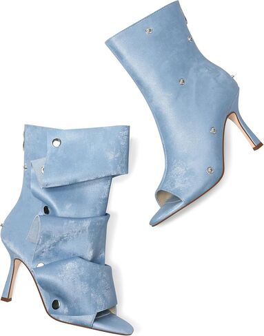 Women's Stylish Wrinkles High Heels Buttons Summer Booties Ladies Unique Ruched Metals Thin Heels Spring Short Boots in Saudi Arabia
