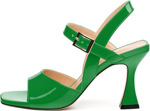 Women's Stiletto Heel Sandals - Open Square Toe, Adjustable Buckle Ankle Strap, Versatile Work/Party/Wedding Shoes (Solid Colors) in Saudi Arabia