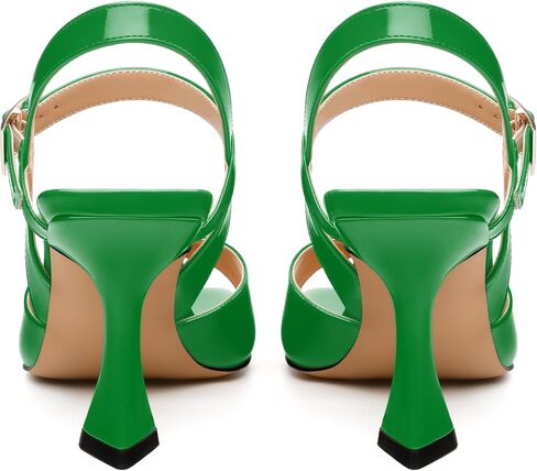 Women's Stiletto Heel Sandals - Open Square Toe, Adjustable Buckle Ankle Strap, Versatile Work/Party/Wedding Shoes (Solid Colors) in Saudi Arabia
