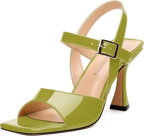 Women's Stiletto Heel Sandals - Open Square Toe, Adjustable Buckle Ankle Strap, Versatile Work/Party/Wedding Shoes (Solid Colors) in Saudi Arabia
