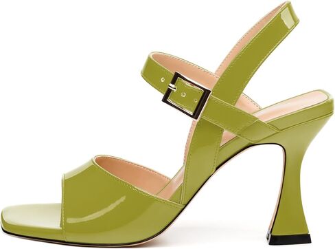 Women's Stiletto Heel Sandals - Open Square Toe, Adjustable Buckle Ankle Strap, Versatile Work/Party/Wedding Shoes (Solid Colors) in Saudi Arabia