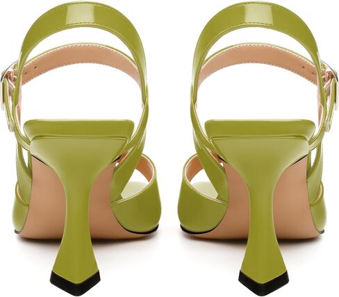 Women's Stiletto Heel Sandals - Open Square Toe, Adjustable Buckle Ankle Strap, Versatile Work/Party/Wedding Shoes (Solid Colors) in Saudi Arabia