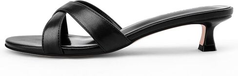 Womens Kitten Heels Low Heeled Sandals for Women Round Slip On Slides Cross Strap Open Toe Sandals in Kuwait