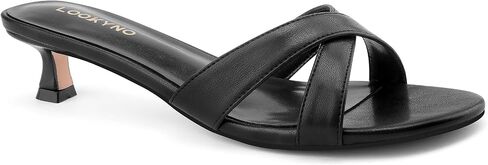 Womens Kitten Heels Low Heeled Sandals for Women Round Slip On Slides Cross Strap Open Toe Sandals in Kuwait