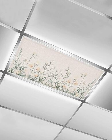 2 Pack Fluorescent Light Cover for Ceiling Lights, Elegant Spring Floral Magnetic Classroom Light Filters 4x2 Feet, Pastoral Summer Flower Rustic Decorative Ceiling Shade Panel for Office in Saudi Arabia