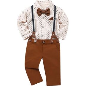 Toddler Baby Boy Gentleman Suits 4PCS Shirt+Vest+Bow Tie+Pants Baby Boy Sets for 3-24M in Kuwait