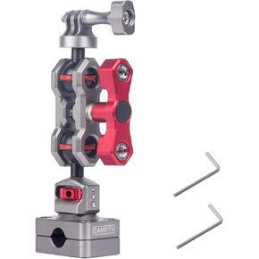 Came-TV 360° Adjustable Motorcycle Mirror & Car Headrest Mount – CNC Aluminum Universal Clamp (12-16mm) for Action Cameras, Smartphones & Vlogging Rigs 61030
