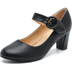 LIURUIJIA Women's Block Chunky Heels Pumps Ankle Strap Mary Janes Casual Dressy Shoes for Vintage Office Work Church Wedding