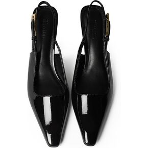 iiimmu Kitten Heels for Women 2 inch Low Heel Pointed Closed Toe Slingback Pumps Dress Shoes, Faux Leather