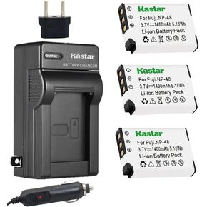 Kastar NP-48 Battery (3-Pack) and Charger Kit for Fujifilm NP-48, FNP48, BC-48 Work with Fujifilm XQ1, XQ2 Digital Cameras